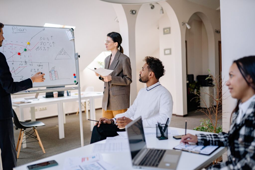 Employees in a meeting